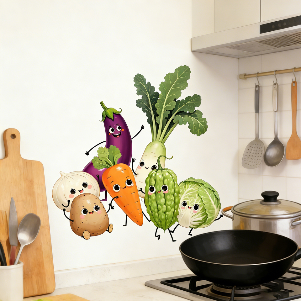 感情を表現できる、お部屋の装飾に使える野菜のウォールステッカ - Pvc Panel Background のレビューと価格