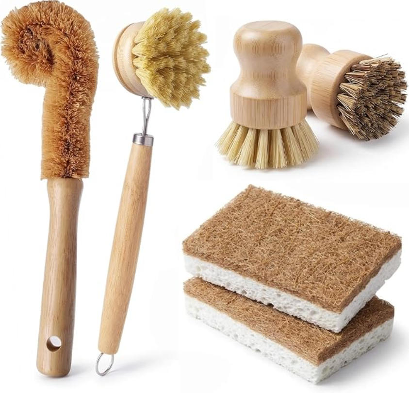 6個入り竹製食器洗いブラシセット - キッチン掃除ブラシキッ - Substrate Coconut Fiber のレビューと価格